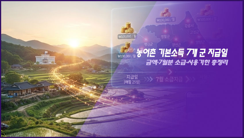 농어촌 기본소득 7개 군 지급일|금액·7월분 소급·사용기한 총정리