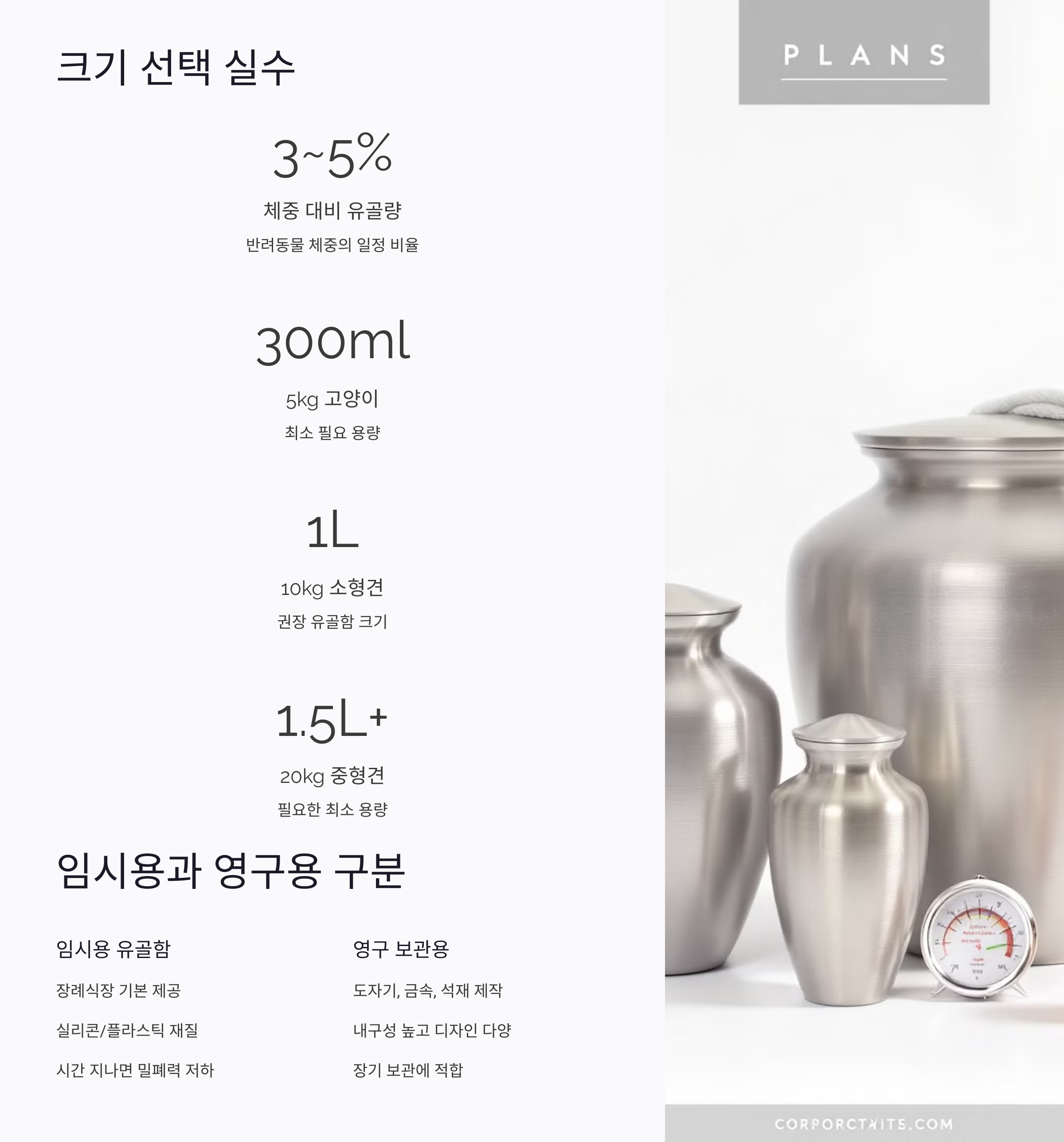 반려동물 크기에 맞는 유골함 선택 실수