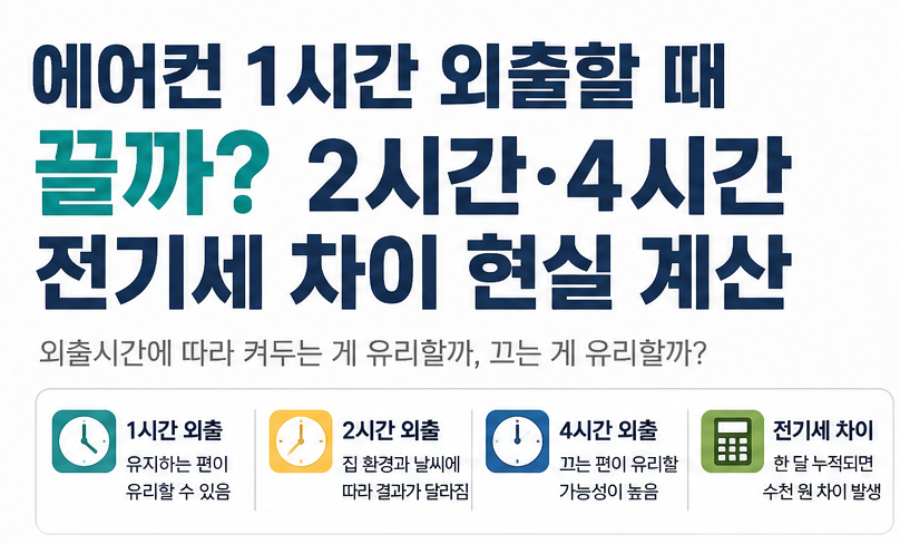 에어컨 1시간 외출할 때 끌지 켜둘지 비교한 대표이미지