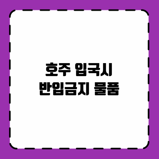 호주 입국시 반입금지 물품