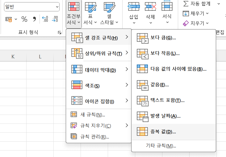 엑셀 중복값 입력하는 모습의 사진