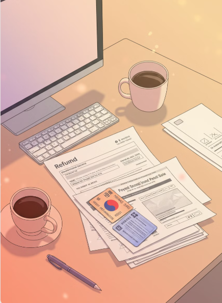 책상 위에 놓인 서류 모습