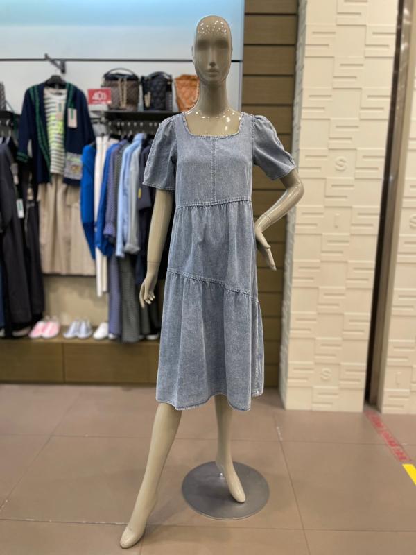 시슬리 NC09 스퀘어넥 절개 데님 원피스 SAOPC2331