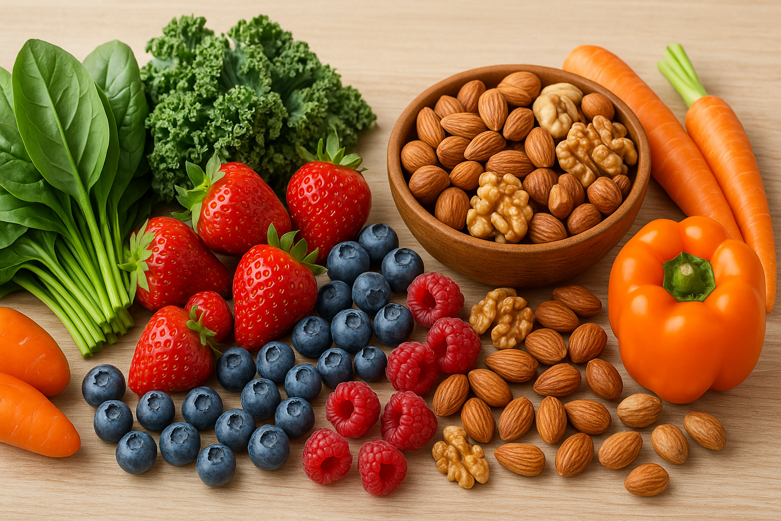 채소, 베리류, 견과류