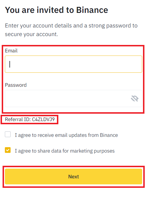 바이낸스(binance) 거래소 가입방법 - Email 및 Password 입력