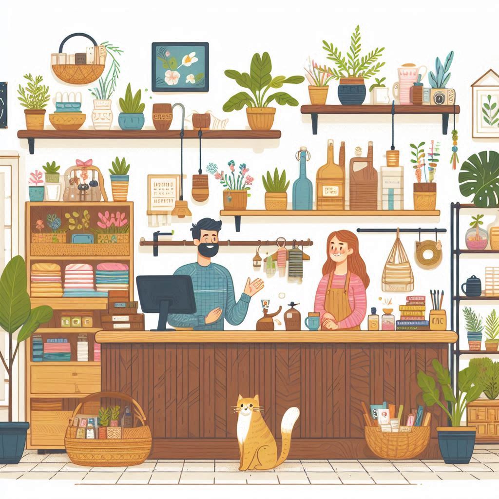 자영업자와 아기자기하고 활기찬 가게모습2