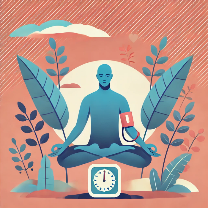 스트레스 관리를 위해 명상하는 사람의 일러스트