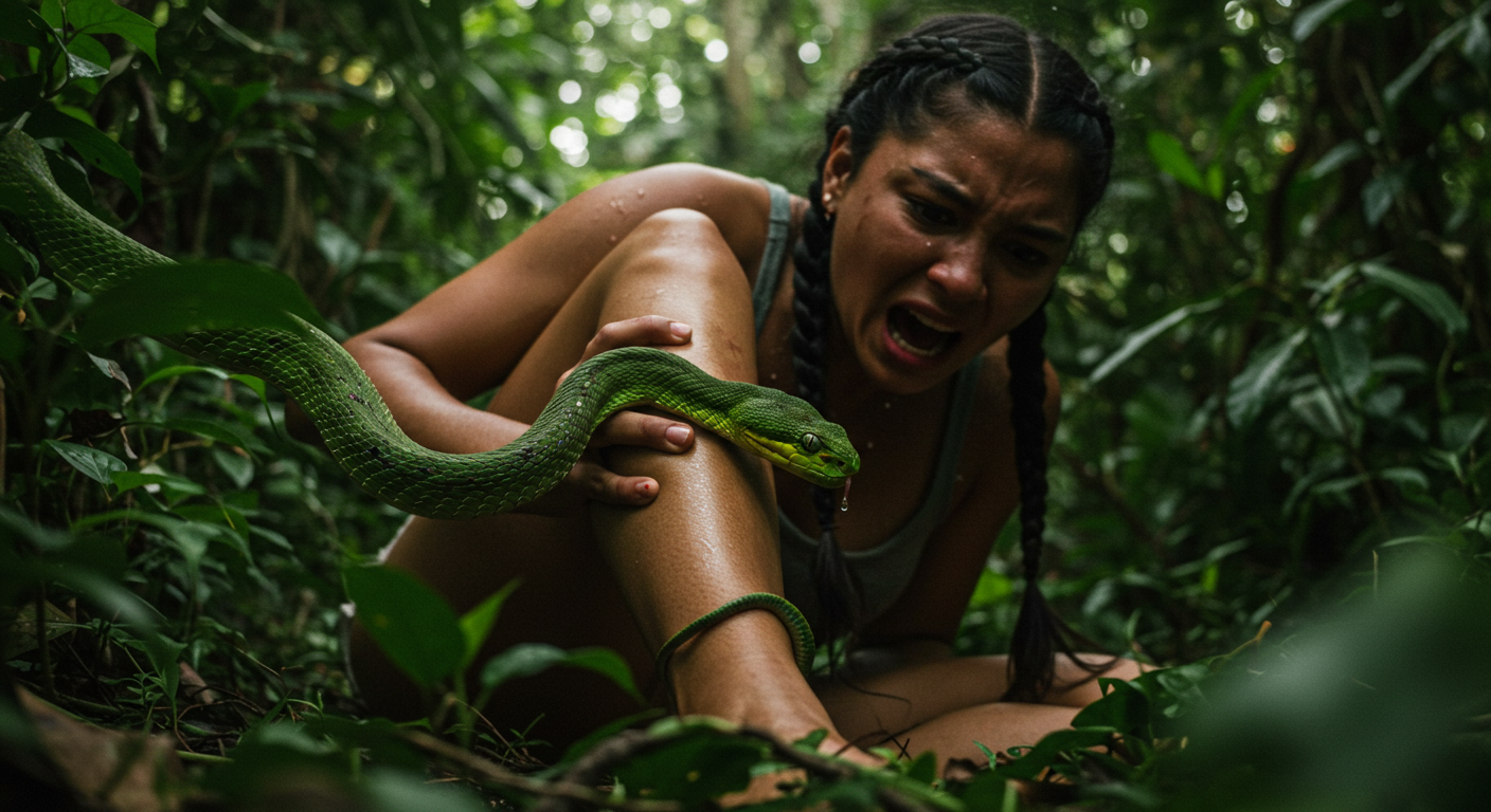 뱀에 물리는 모습