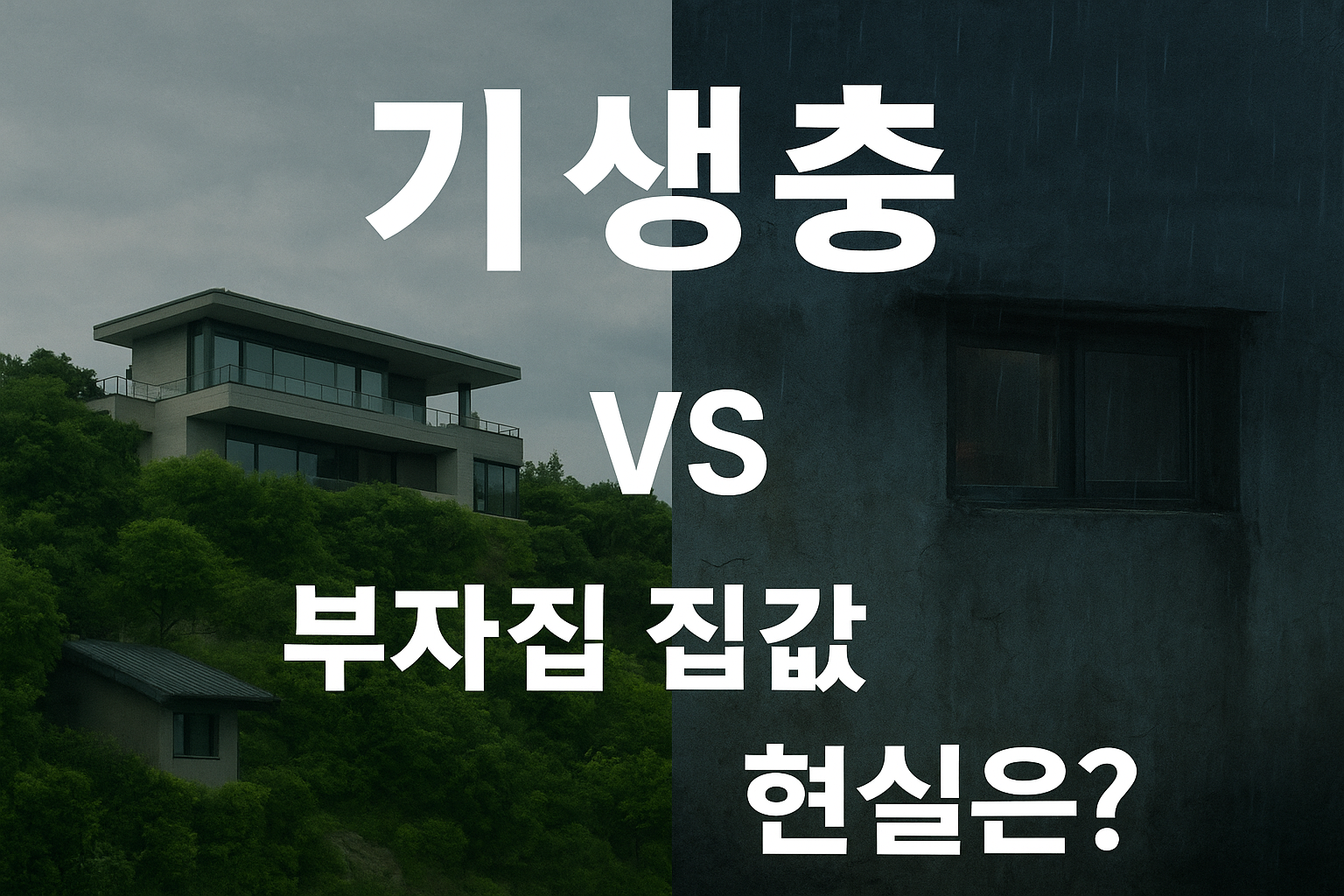 영화 '기생충'에 등장하는 부잣집의 실제 집값과 돈의 현실성을 분석하는 배너 이미지.