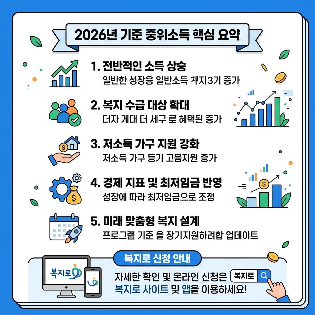 2026 기준 중위소득 인상 핵심 요약 카드
