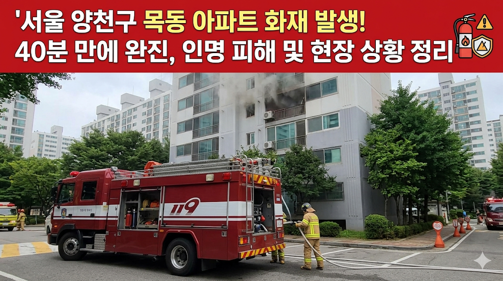 서울 양천구 목동 아파트 화재 완진, 전기장판 발화 추정 및 주민 2명 병원 이송 현황 총정리