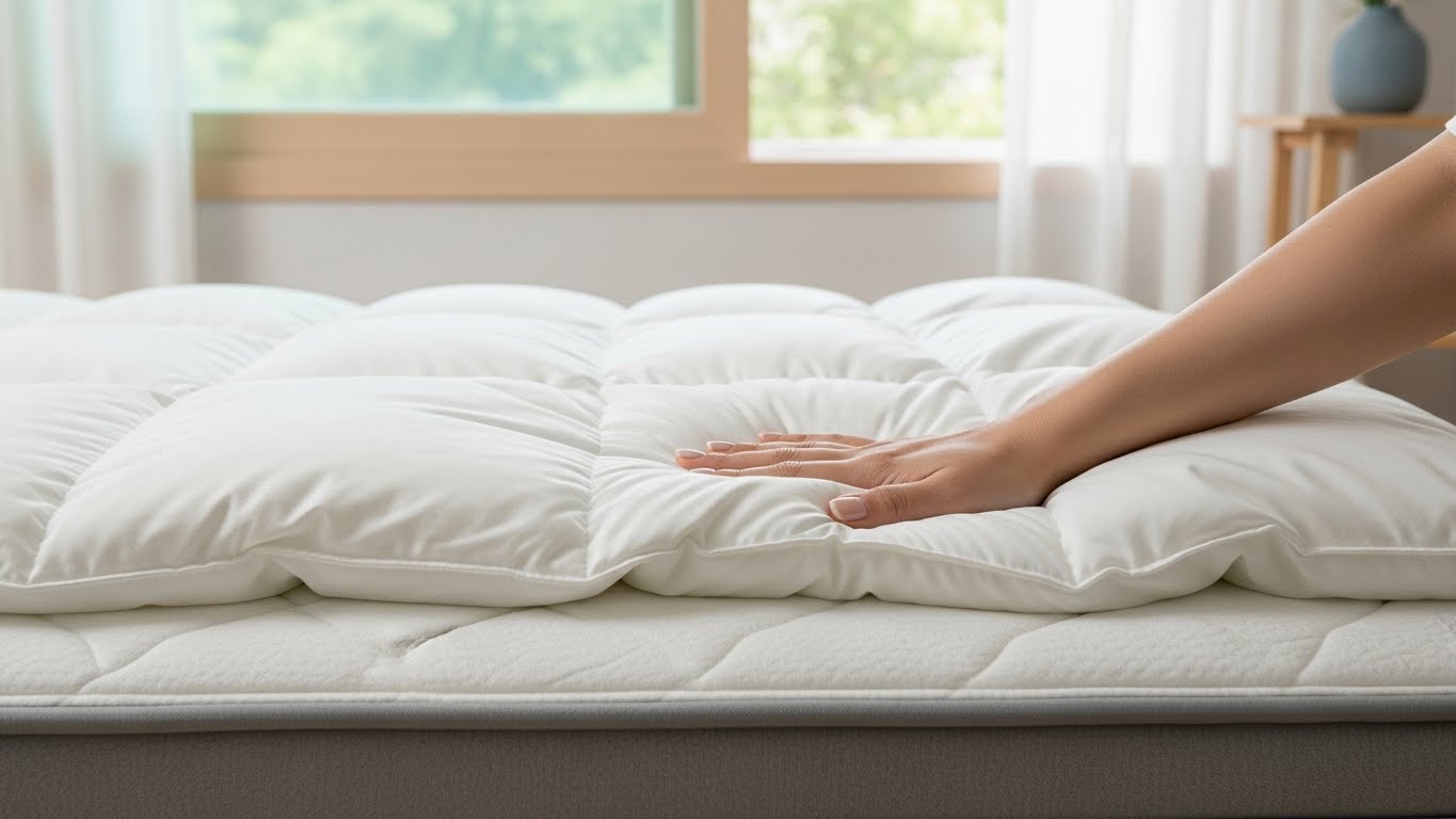 절한 심부 체온 유지를 돕는 깨끗하고 따뜻한 거위털 이불과 침구의 모습