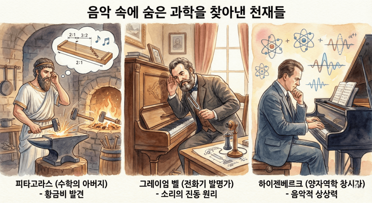 피타고라스,그레이엄벨,하이젠베르크, 음악속에 숨은 과학자들