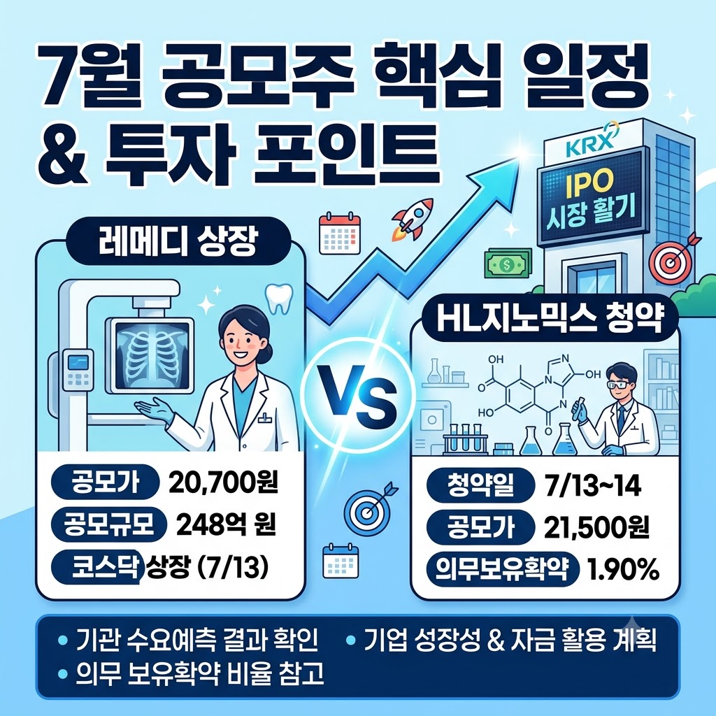 7월 IPO&middot;공모주 일정 총정리｜레메디 코스닥 상장&middot;HL지노믹스 청약 일정 한눈에 관련사진