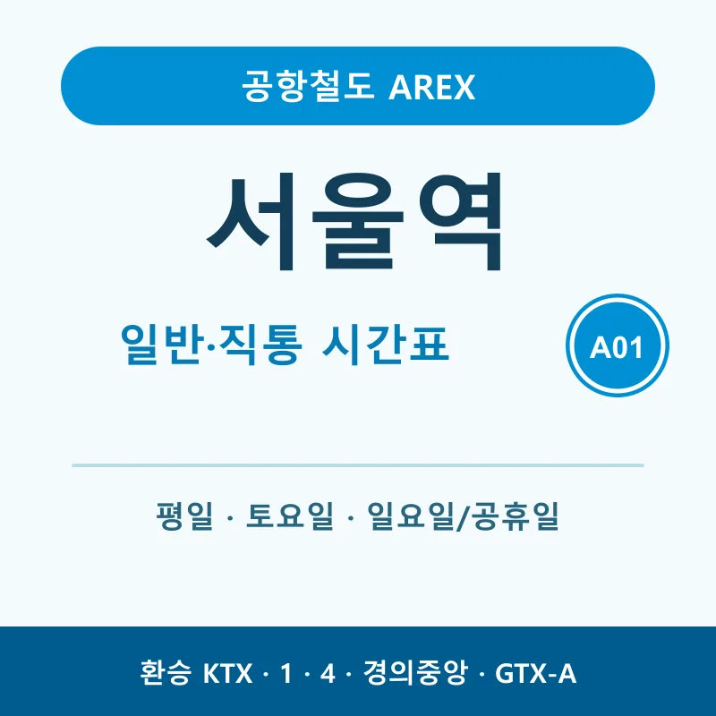 서울역 공항철도 일반열차·직통열차 시간표와 환승 안내