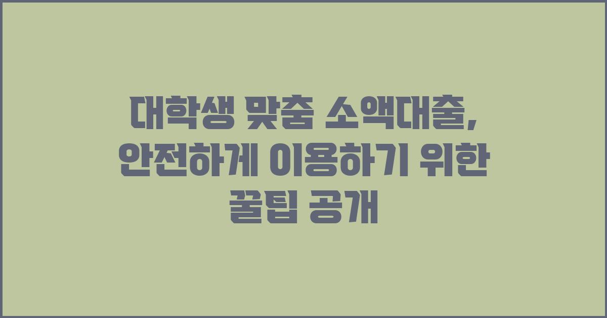 대학생 맞춤 소액대출, 안전하게 이용하기