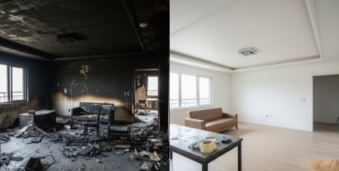 화재청소 후 복구 인테리어중