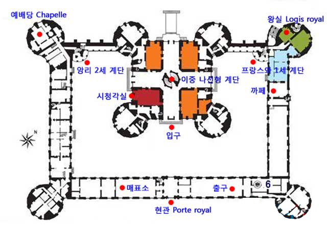 샹보르 성 : Ch&acirc;teau de Chambord 평면도