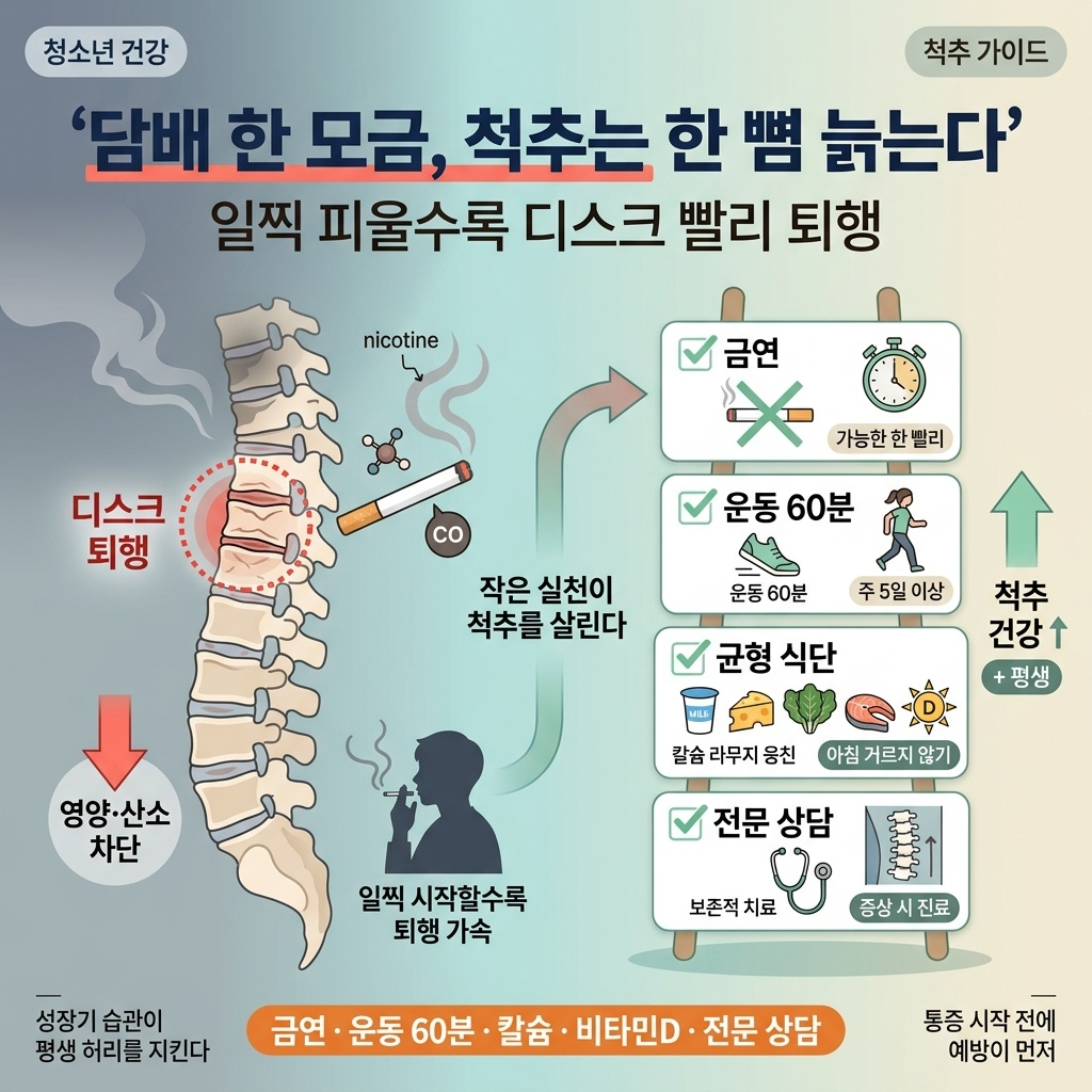 담배, 디스크와 무슨 상관? 일찍 피울수록 척추도 빨리 늙는다