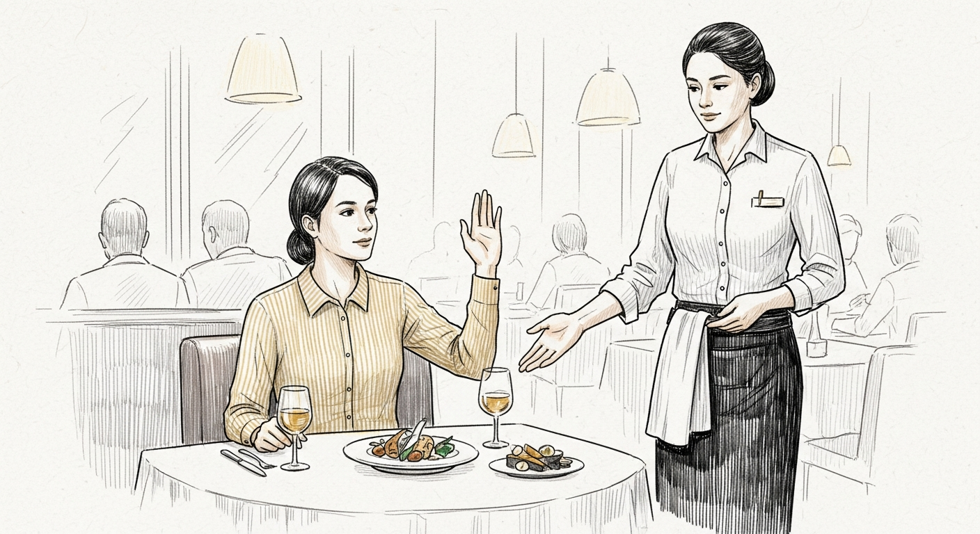 잘못된 주문에 정중히 대처하는 상황