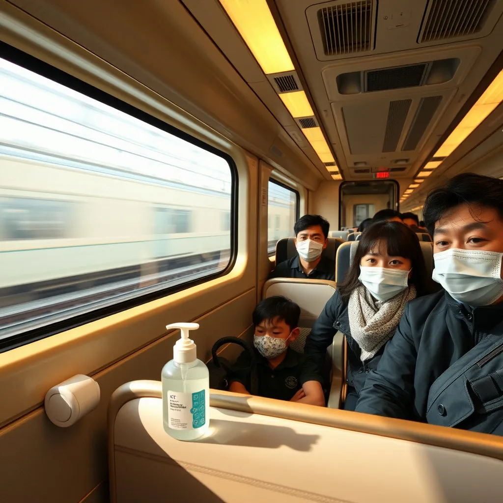 KTX 가족 칸에서 아이들이 창밖을 보며 즐겁게 이야기하거나 간단한 그림책을 보는 모습. 부모는 아이들을 따뜻하게 바라보며 미소 짓고, 칸 내부의 넓은 공간과 편의시설(예: 테이블, 콘센트)이 자연스럽게 보이도록 합니다. 행복하고 화목한 가족의 분위기를 담아냅니다.