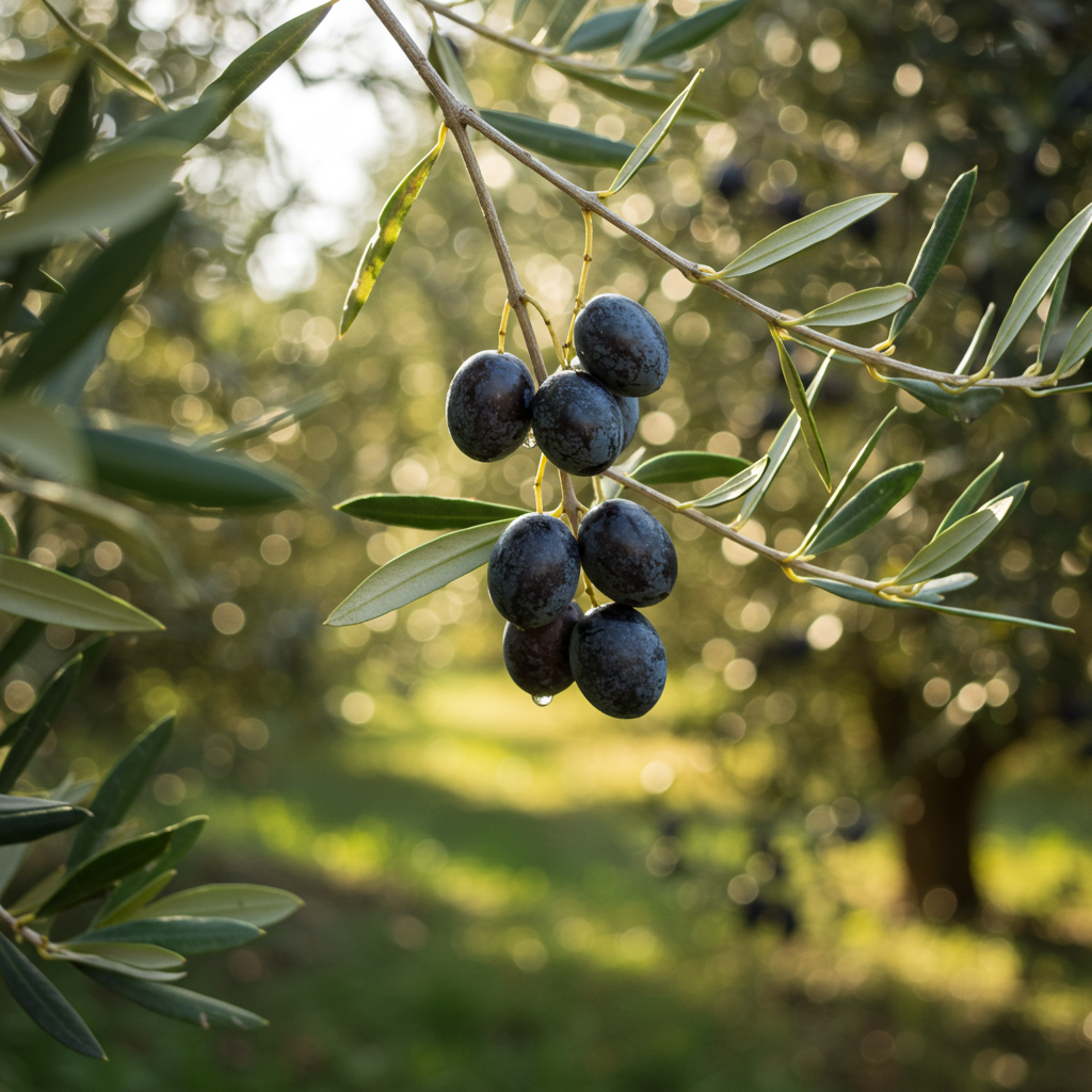 건강의 상징으로 여겨지는 올리브나무와 신선한 올리브 열매