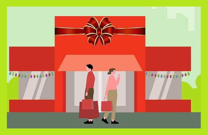 마트-앞-쇼핑하는-사람들-일러스트