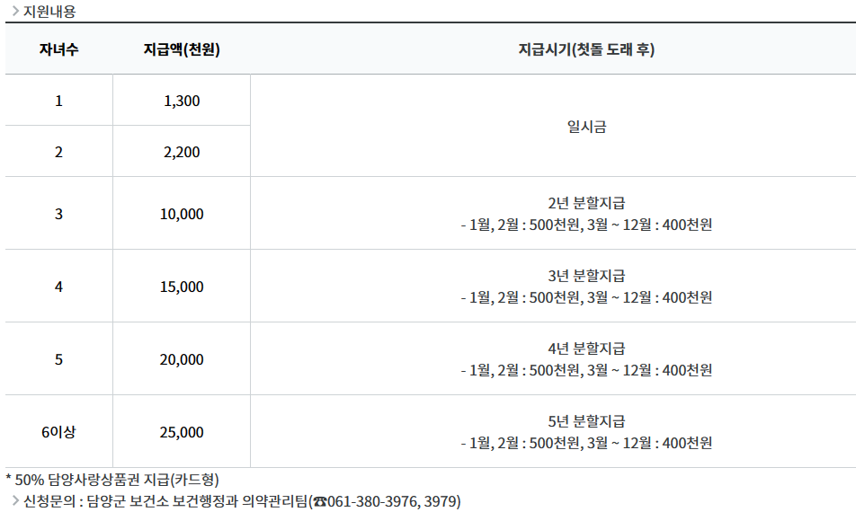 담양군 출산장려금