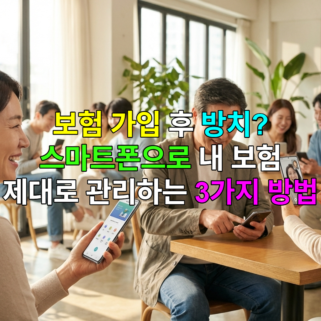 스마트폰으로 보험을 관리하는 다양한 연령대의 한국인들