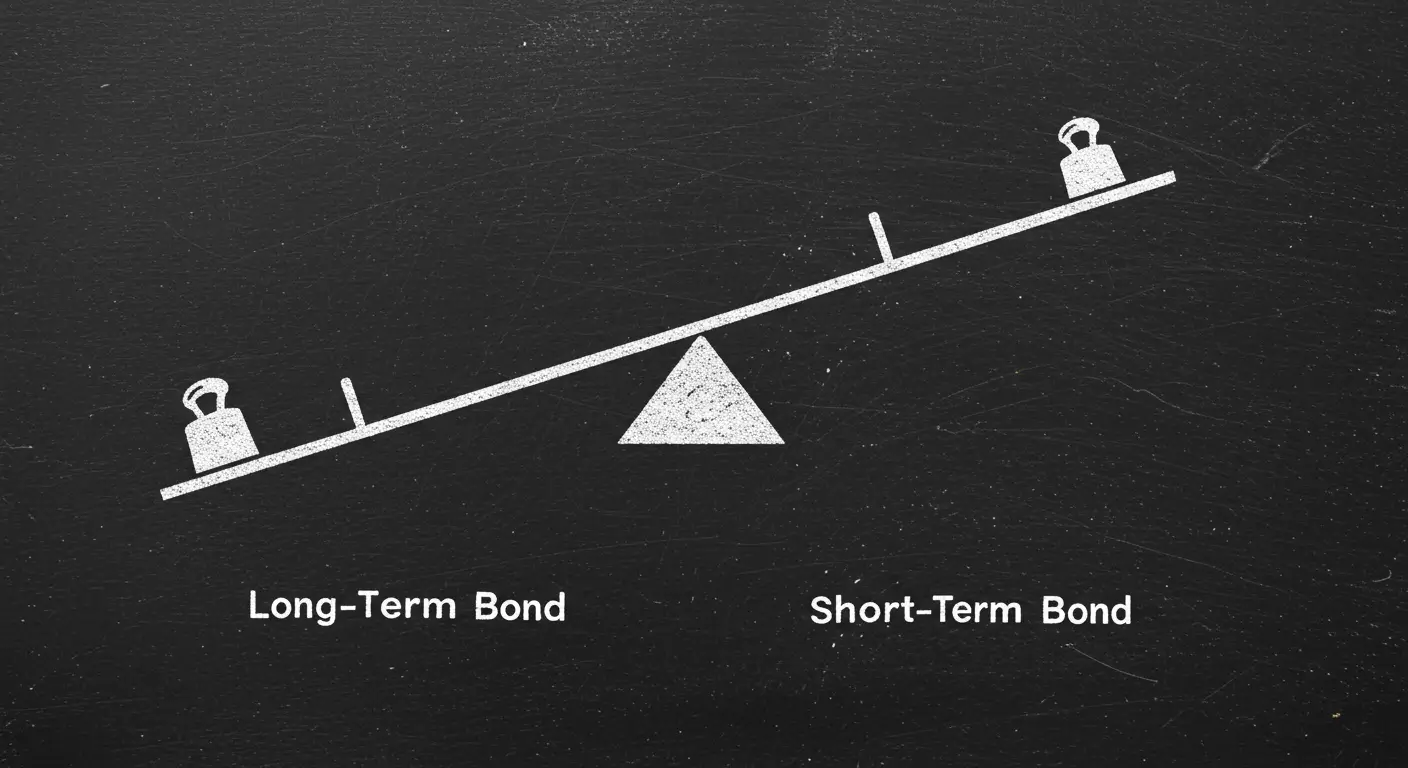 금리 변동에 따른 가격 변동성(듀레이션)이 큰 장기채권과 변동성이 작은 단기채권의 차이