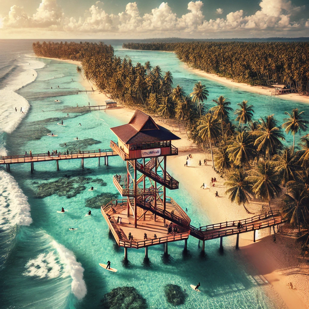 시아르가오에서 서핑과 여유를 즐기는 풍경