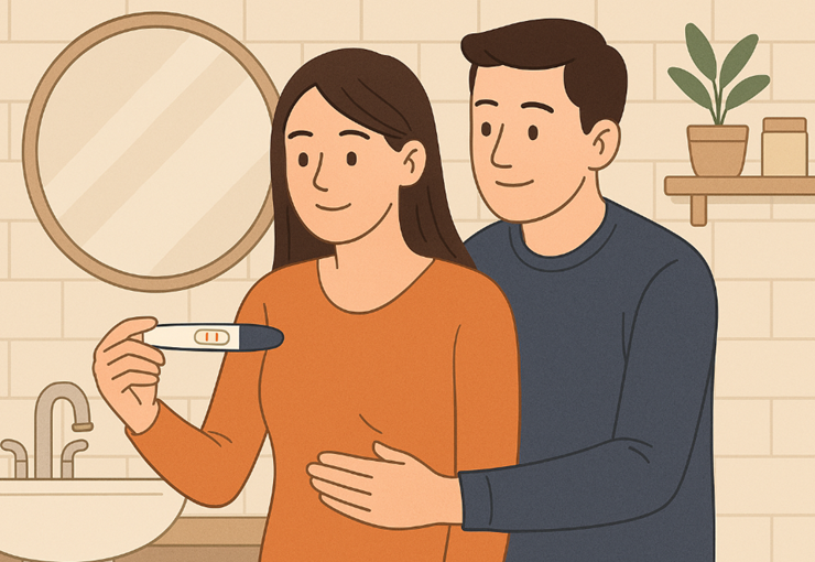 임신확인을 하는 부부