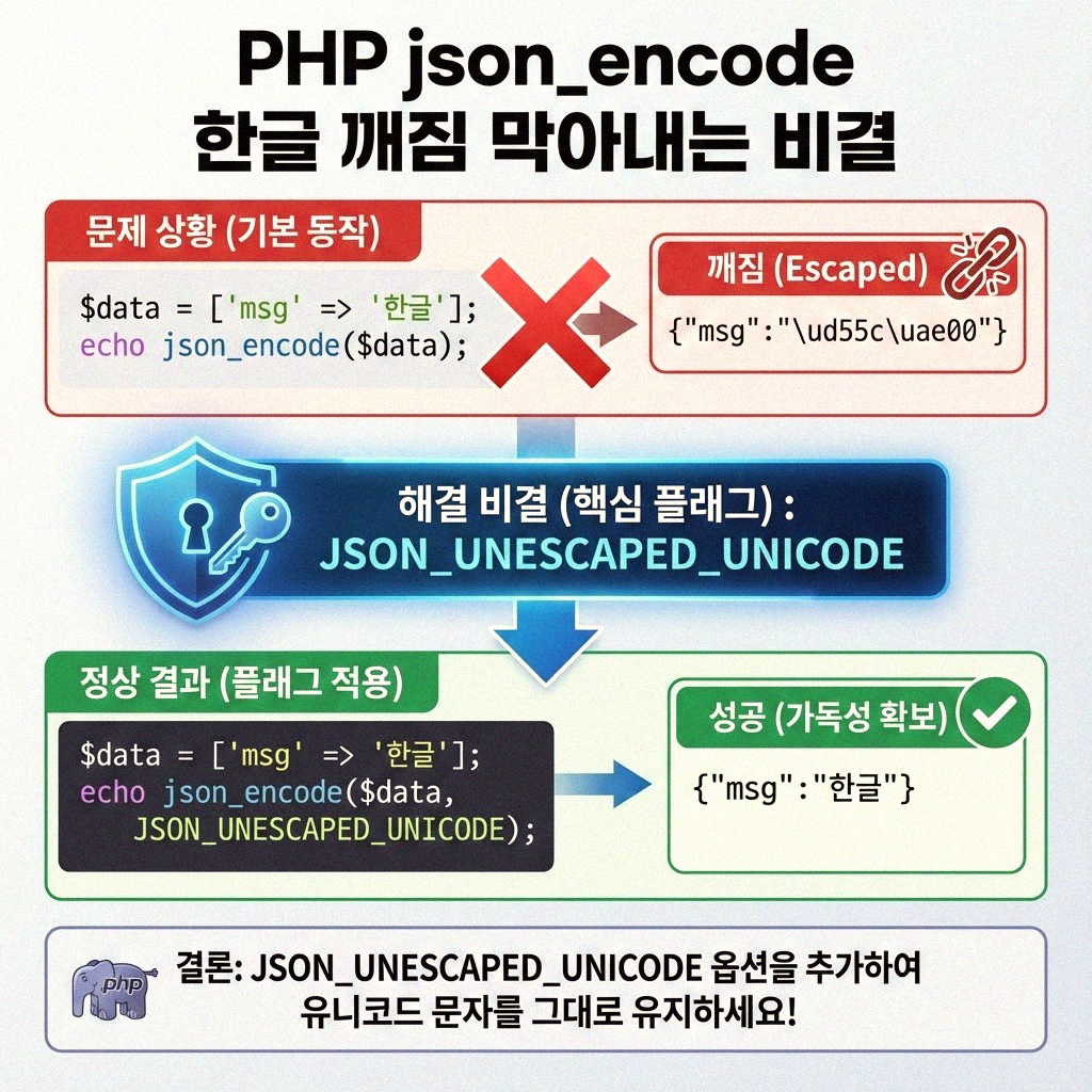 PHP json_encode 한글 깨짐 막아내는 비결