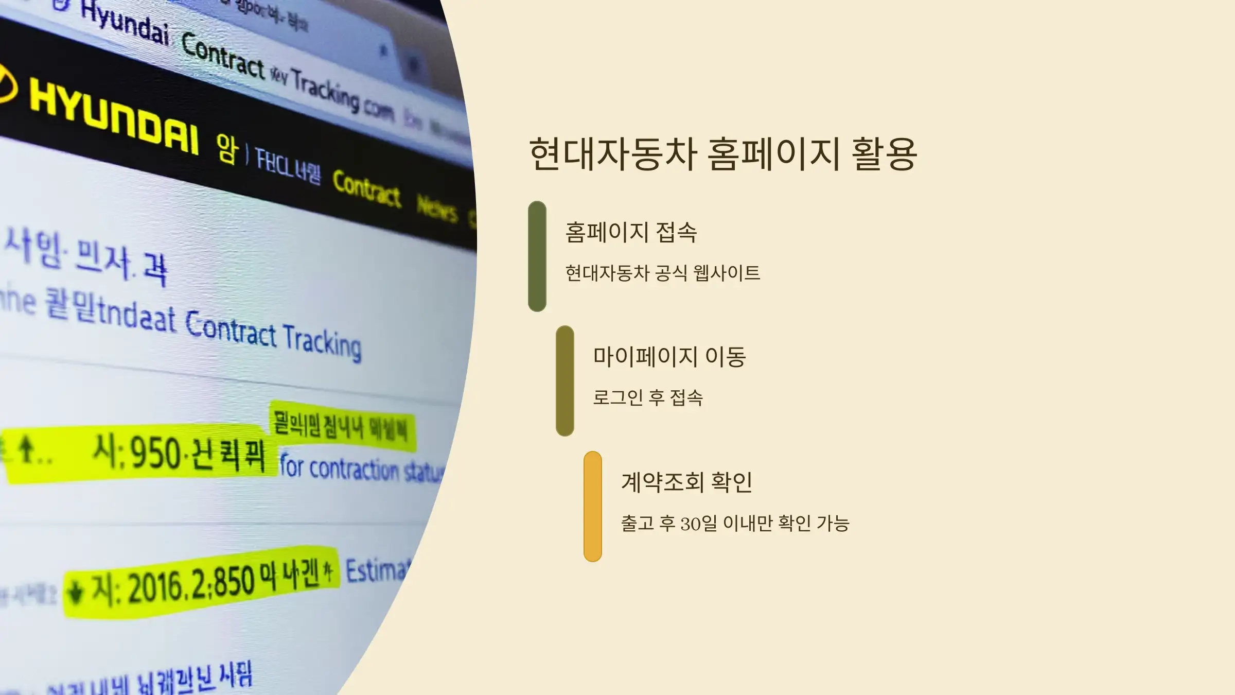 현대자동차 홈페이지 '나의 계약조회' 활용