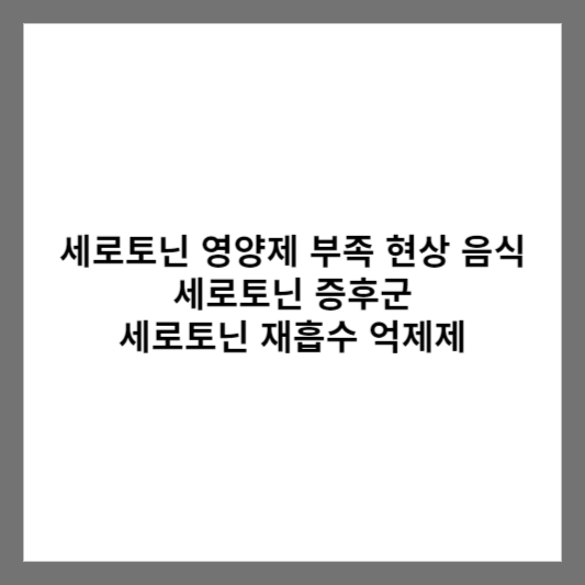 세로토닌 영양제 부족 현상 음식 세로토닌 증후군 / 세로토닌 재흡수 억제제