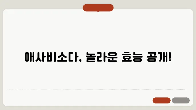애사비소다 효능 효과와 올바른 섭취 방법 알아보기