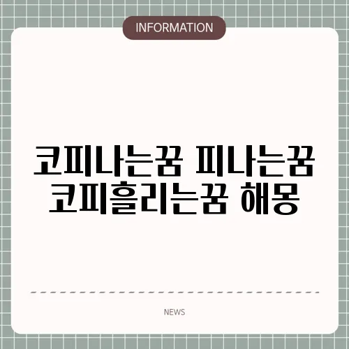 코피나는꿈 피나는꿈 코피흘리는꿈 해몽
