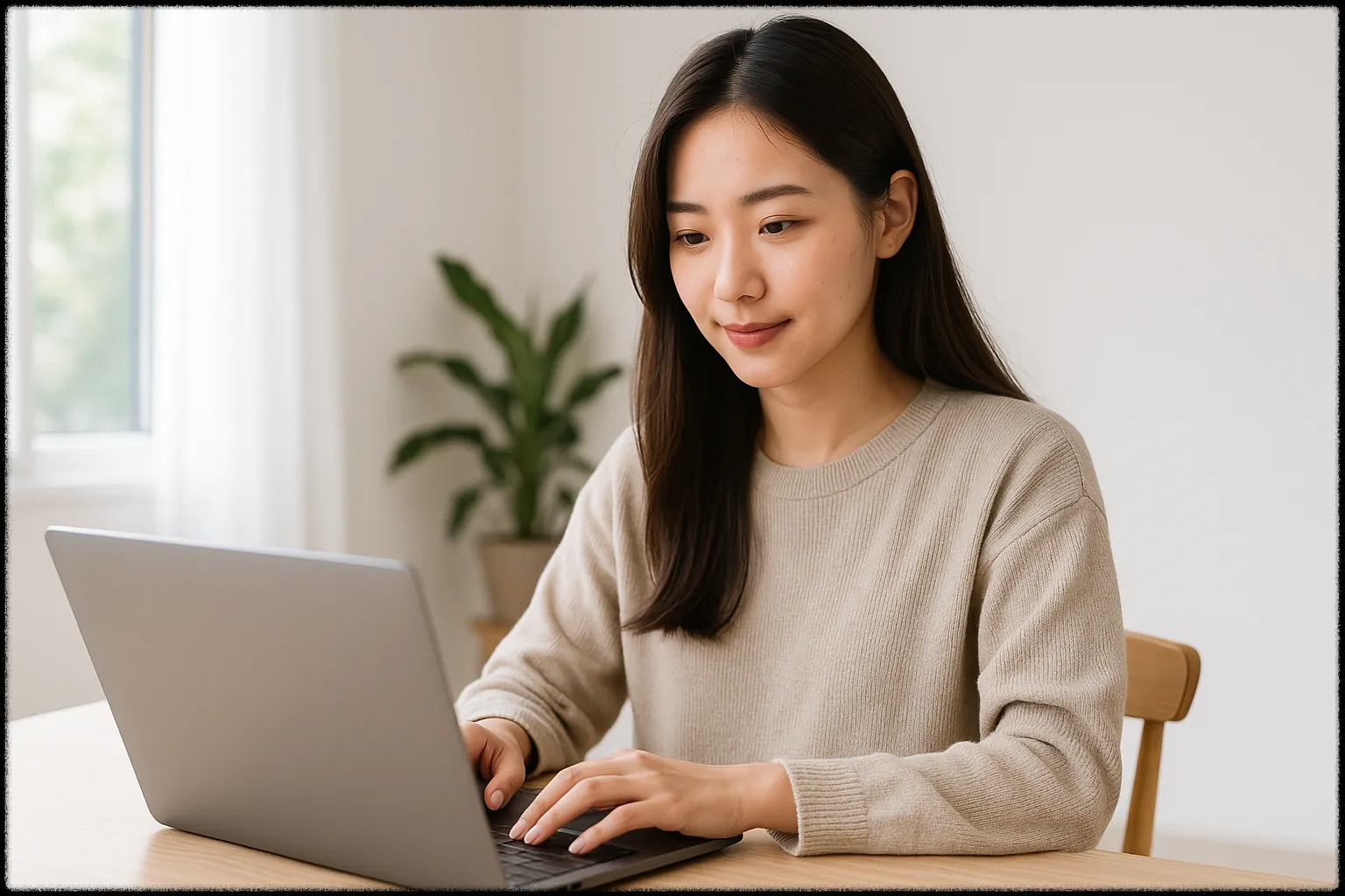 제품 리뷰 블로그 작성 중인 여성