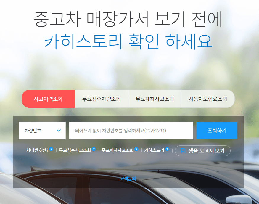 침수차 차량 이력 조회