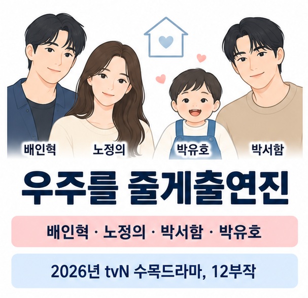 우주를 줄게출연진과 배인혁 노정의 박서함 박유호 주요 배우와 배역을 보여주는 드라마 정보 이미지