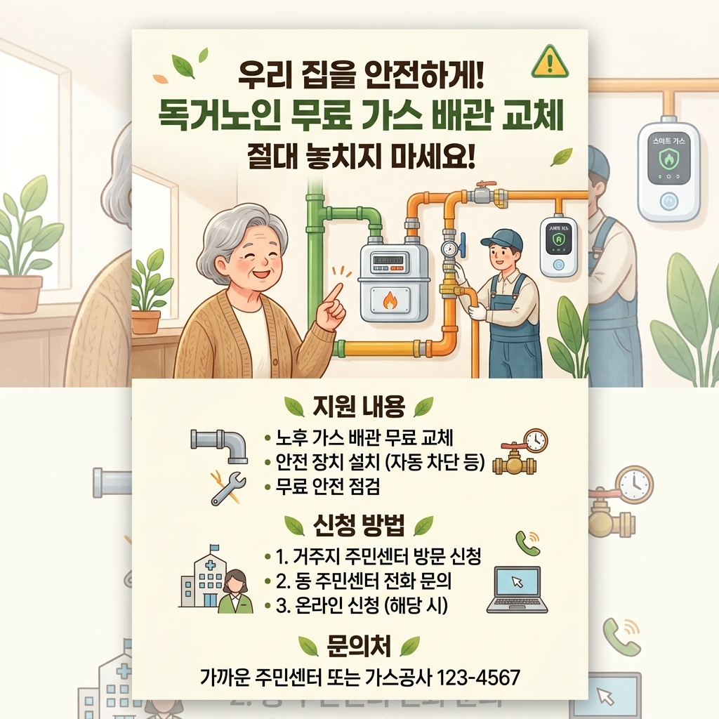 독거노인 가스관 무료교체 가스안전공사 사랑잇기 혜택