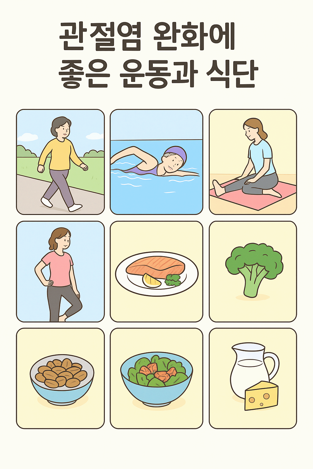 관절염 완화에 좋은 운동과 식단