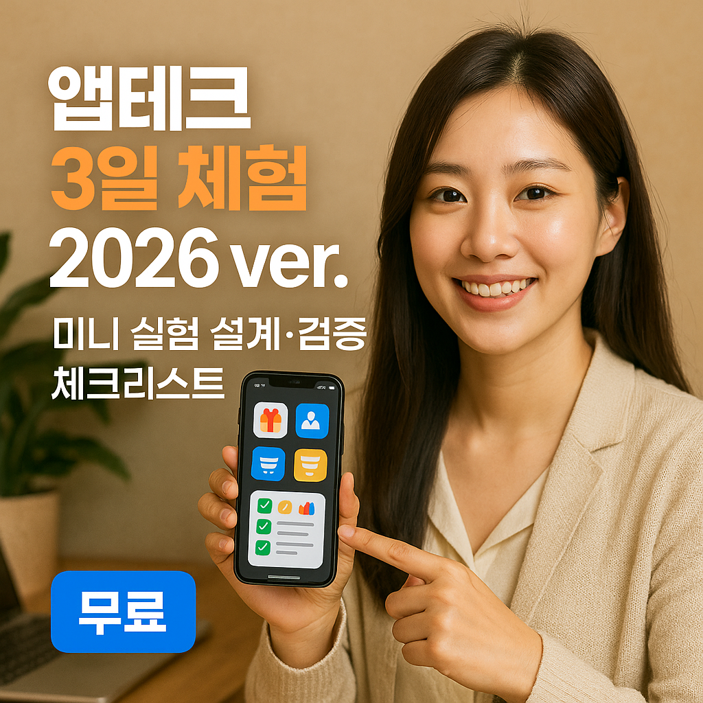 앱테크 3일 체험 2026 ver. | 미니 실험 설계·검증 체크리스트
