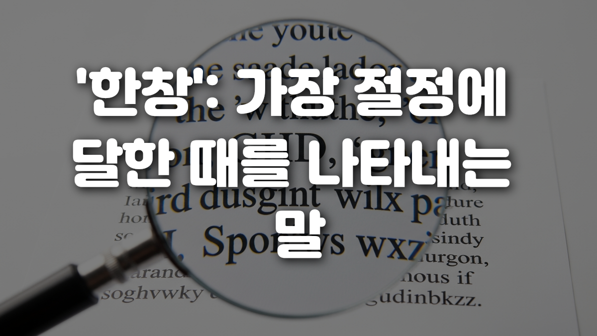 한창 가장 절정에 달한 때를 나타내는 말