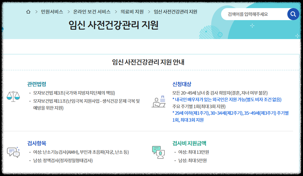 e 보건소 가임력 검사비 지원 신청하는 법