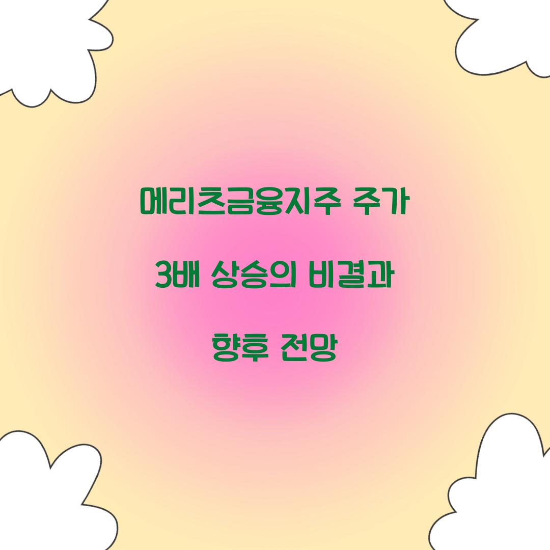 메리츠금융지주 주가 3배 상승