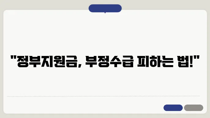 부정수급을 피하는 스마트한 방법! 정부지원금 이해하기