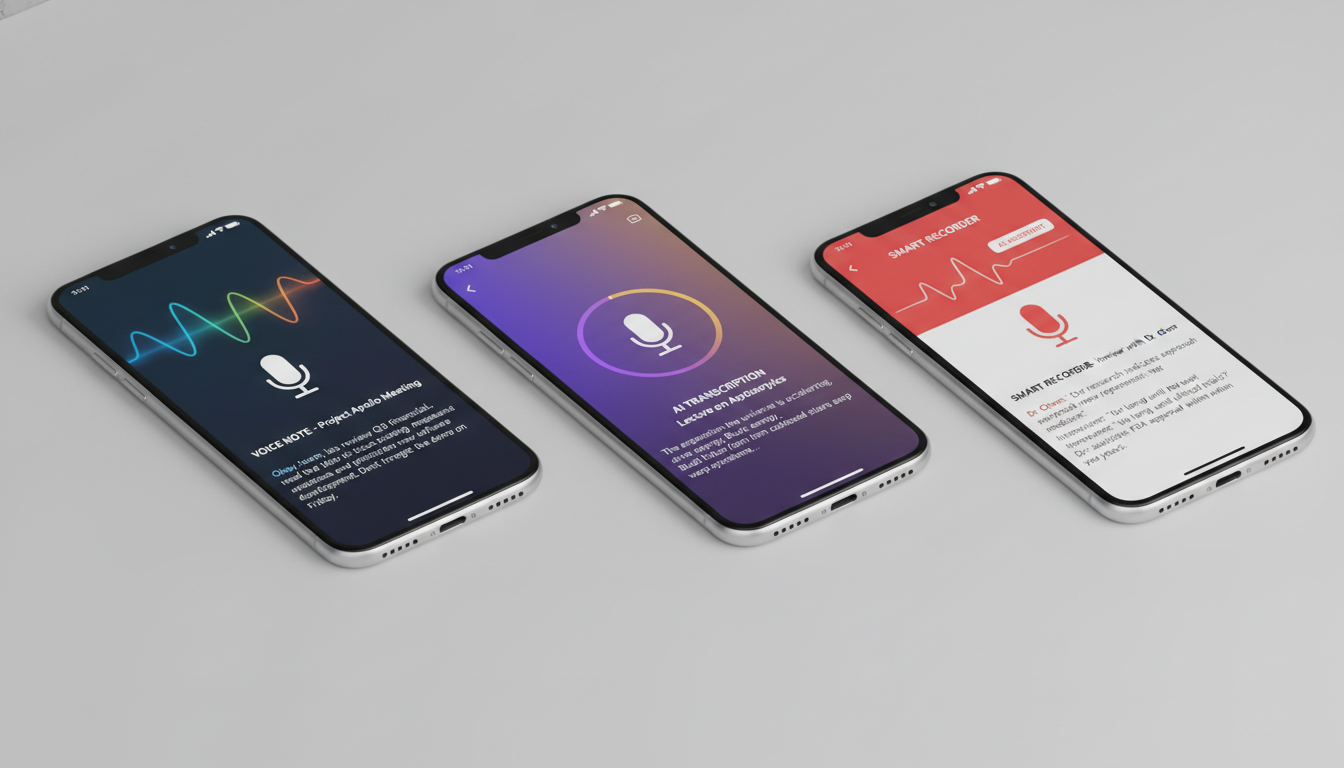 에이닷, 스위치, 익시오 등 3가지 아이폰 통화녹음 어플 비교 화면