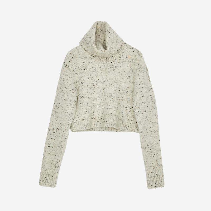 렉토 우먼 넥 워머 디테일 청키 스웨터 오트밀 L RCWK22FKTP05A