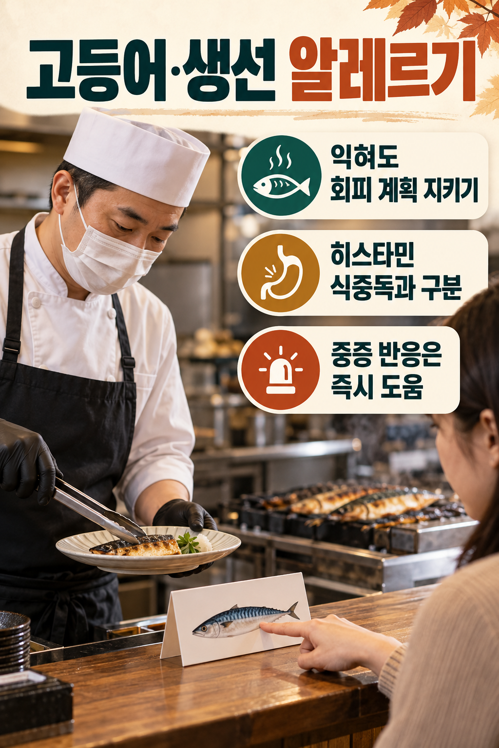 고등어 &middot; 가열해도 생선 알레르기의 회피 기준은 달라지지 않아요 실사 인포그래픽